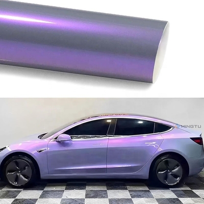 Adhésif amovible Mingtu gris à violet Enveloppe en vinyle brillante Enveloppe de voiture en vinyle en rouleau pour le film de véhicule de bricolage automatique