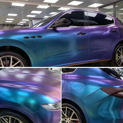 Enveloppe de vinyle automobile à décharge d'air étirable en métal brillant Chameleon violet bleu